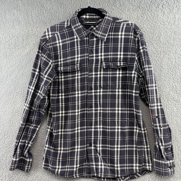 The Hundreds Flannel Shirt Plaid Mens Large Distressed - Picture 3 of 11